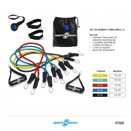 Kit Bandas Elásticas Tubulares Set 11 Piezas Juego Anclaje
