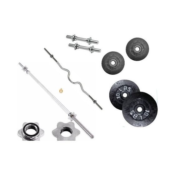 Set Kit Pesas Barra Mancuernas Juego* 52 Libras Gym Graduable